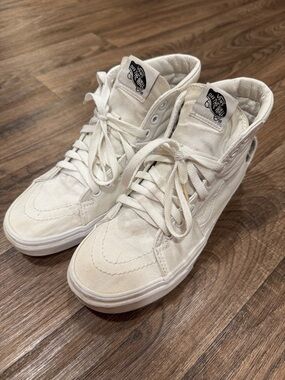 Vans White High-Top Skate Shoes with Branded Tongue